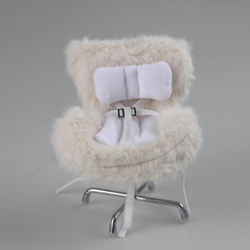 Walant Doll Car Seat Compatible with Labubu, Chair for 10-17cm Dolls - Adjustable Safety Strap, Air Vent Clip & Desktop Stand, Soft Cushion, Cute Car Ornament Gift for Collectors & Fans (Beige) - Image 4